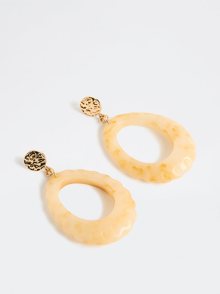 Westside Accessories Beige Statement Dangler Earrings