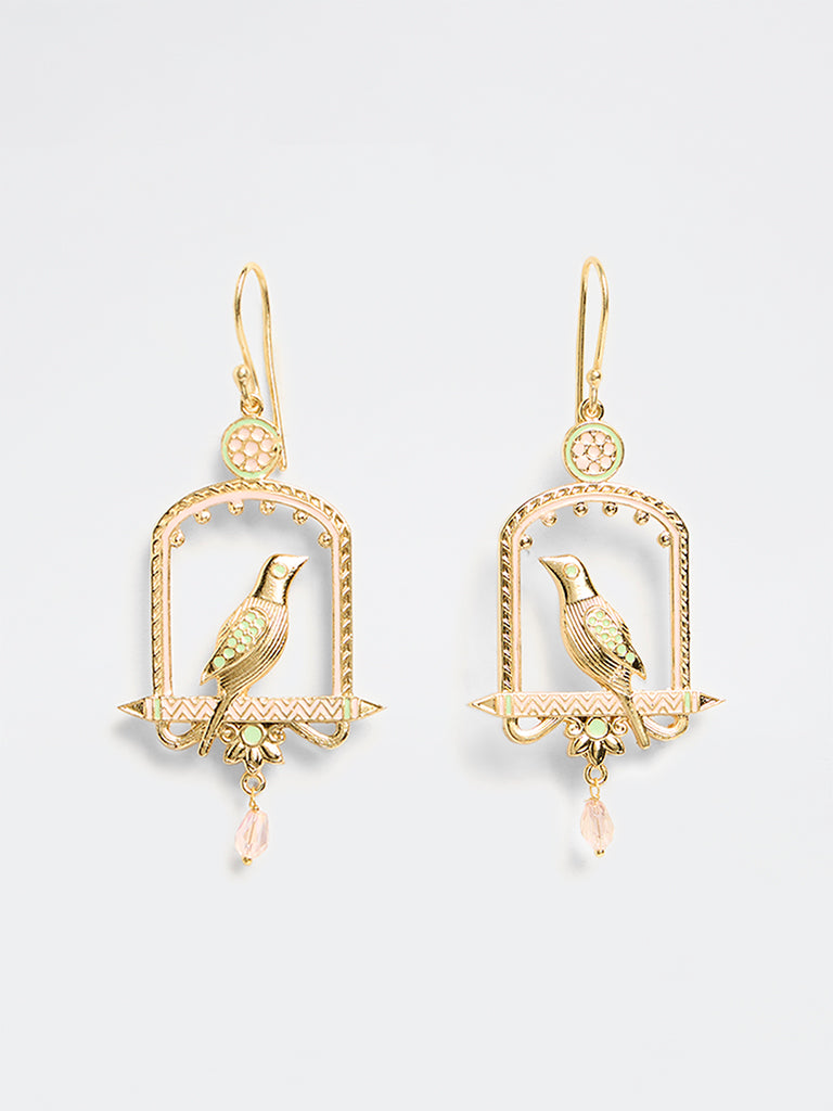 Westside Accessories Gold Artisanal Bird Motif Earrings