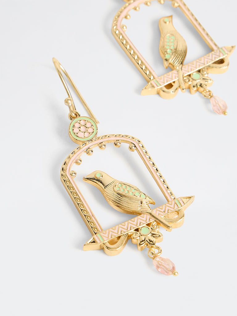 Westside Accessories Gold Artisanal Bird Motif Earrings