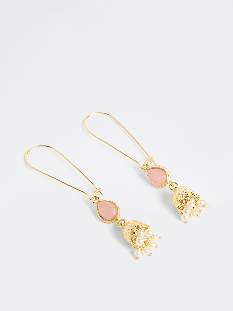 Westside Accessories Gold Fish Hook Jhumka Earrings