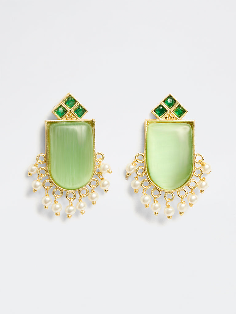 Westside Accessories Green Artisanal Stud Earrings