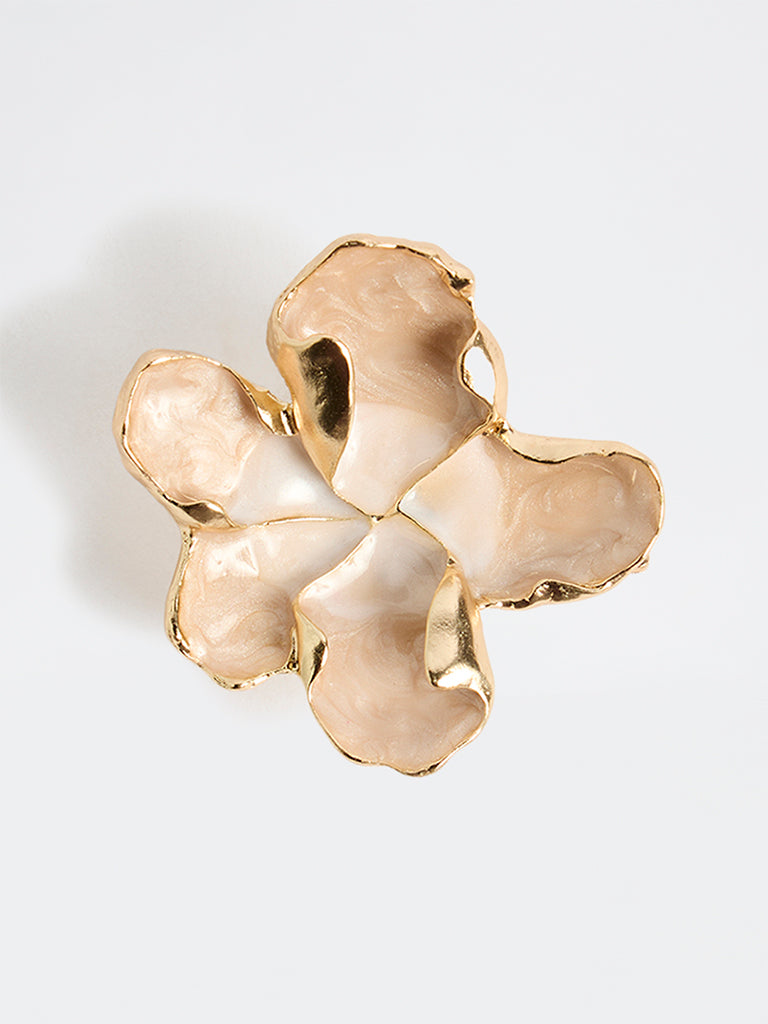 Westside Accessories Peach Enamel Floral Brooch