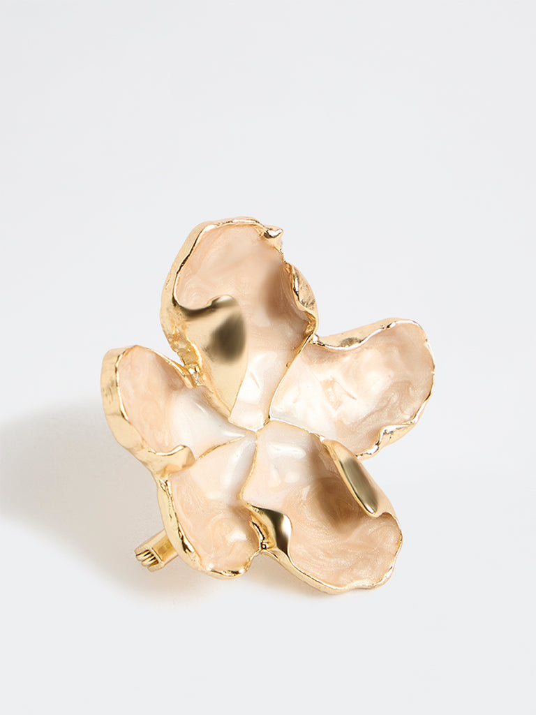 Westside Accessories Peach Enamel Floral Brooch