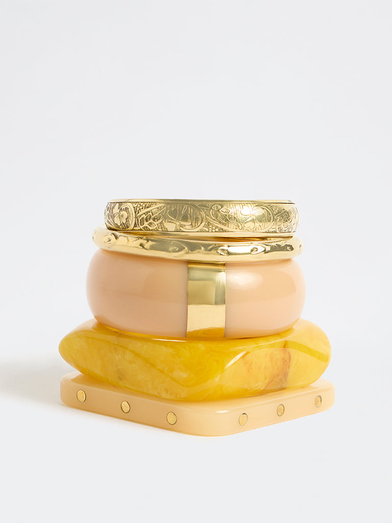 Westside Accessories Multi-Coloured Resin and Metal Bangles - Pack of 5