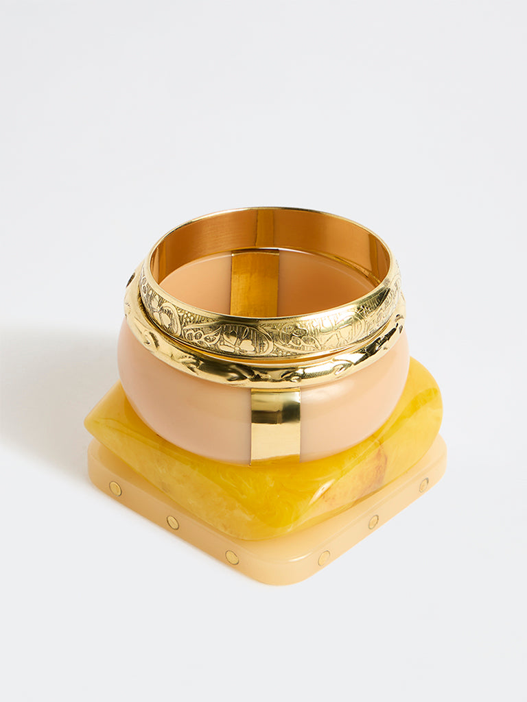 Westside Accessories Multi-Coloured Resin and Metal Bangles - Pack of 5
