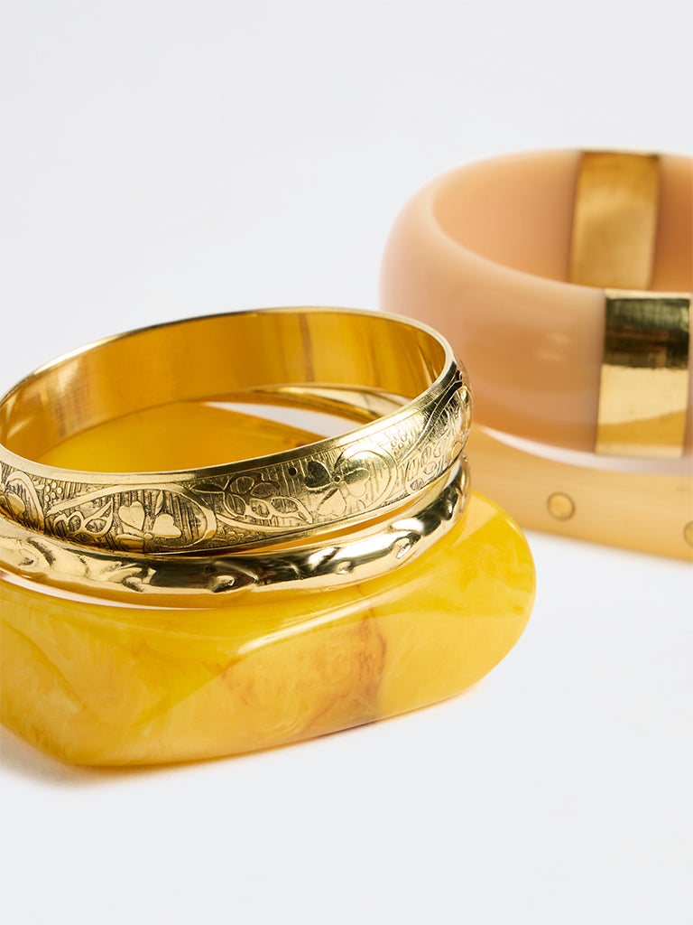 Westside Accessories Multi-Coloured Resin and Metal Bangles - Pack of 5