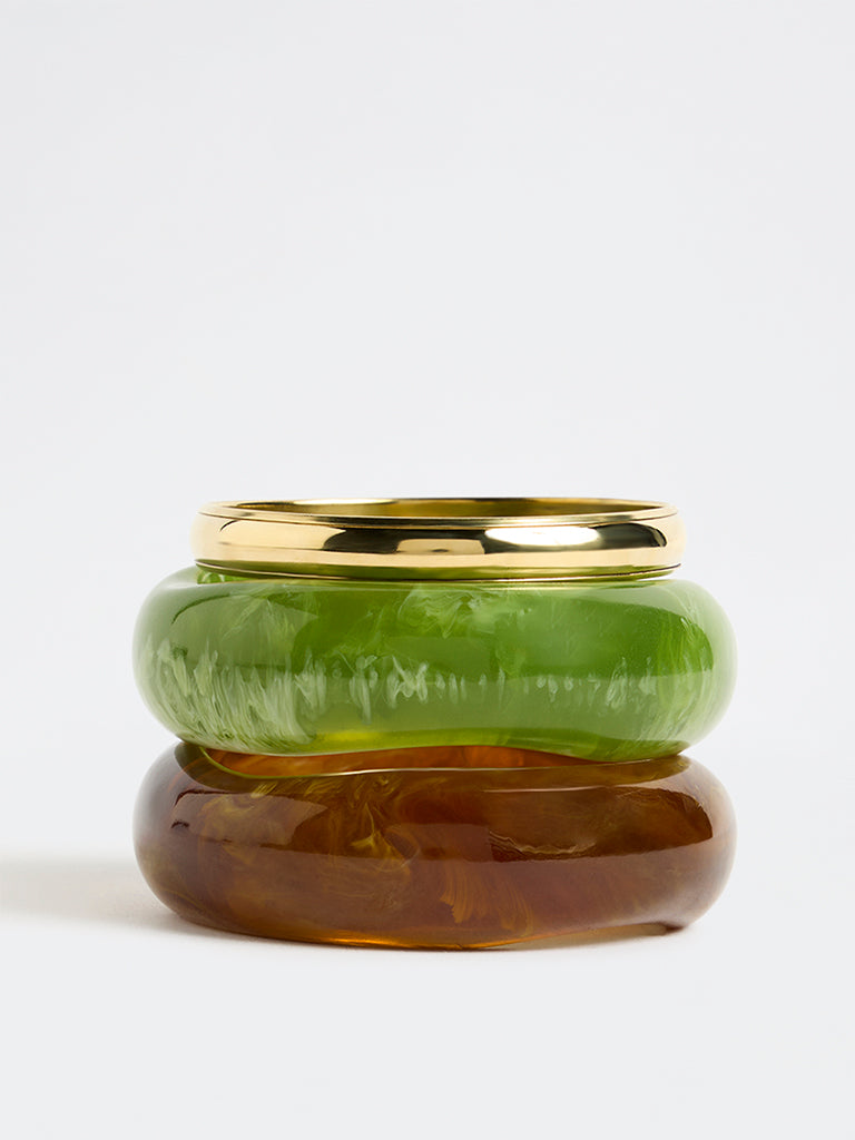 Westside Accessories Multicolour Resin and Metal Bangles - Pack of 3