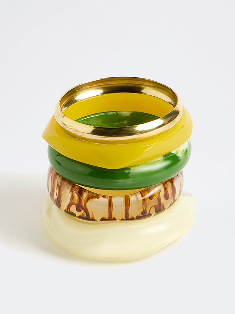 Westside Accessories Multi-Coloured Resin and Metal Bangles - Pack of 5