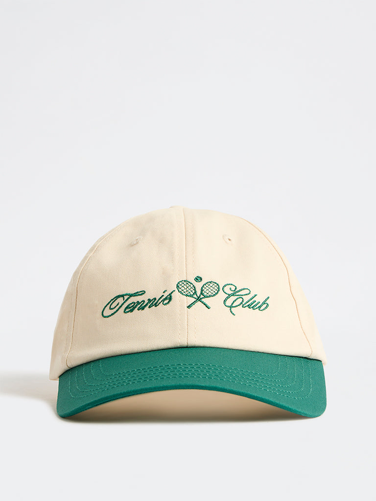 Westside Accessories Off-White Text-Embroidered Cap