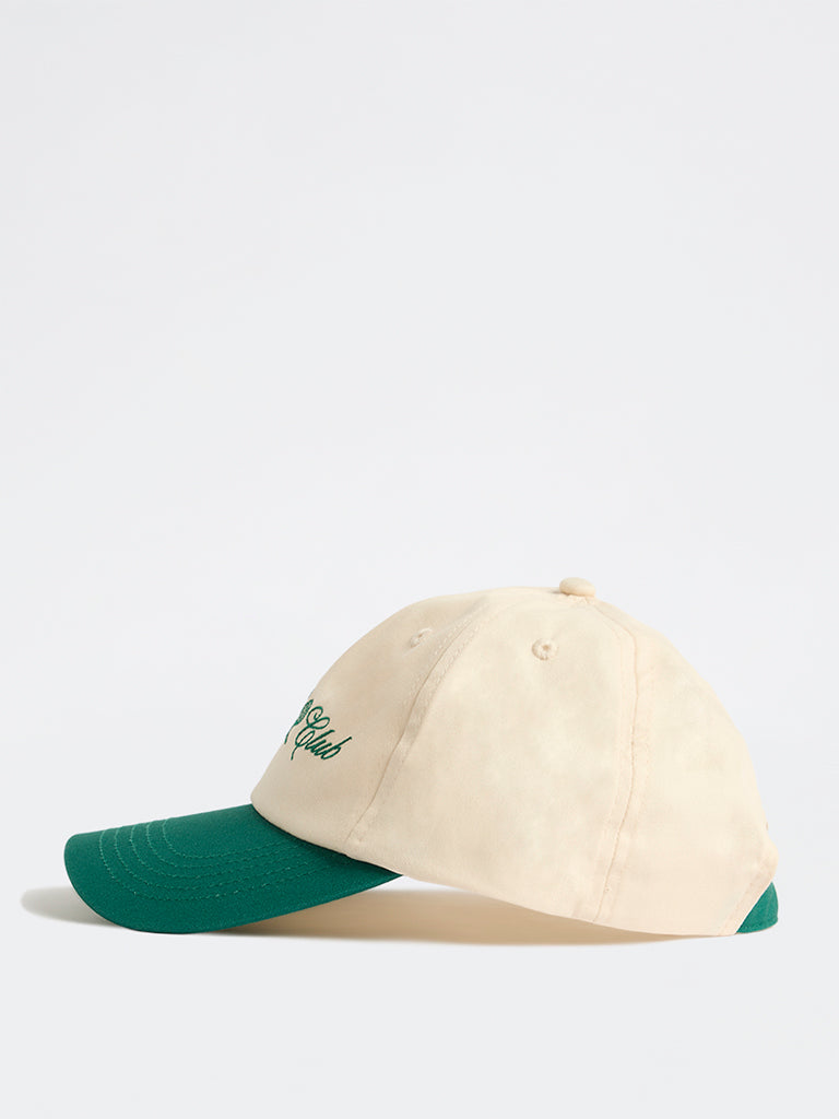 Westside Accessories Off-White Text-Embroidered Cap
