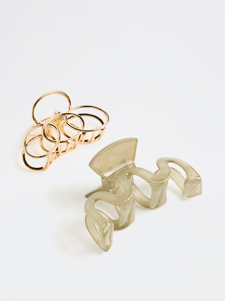 Westside Accessories Gold and Sage Claw Clips - Pack of 2