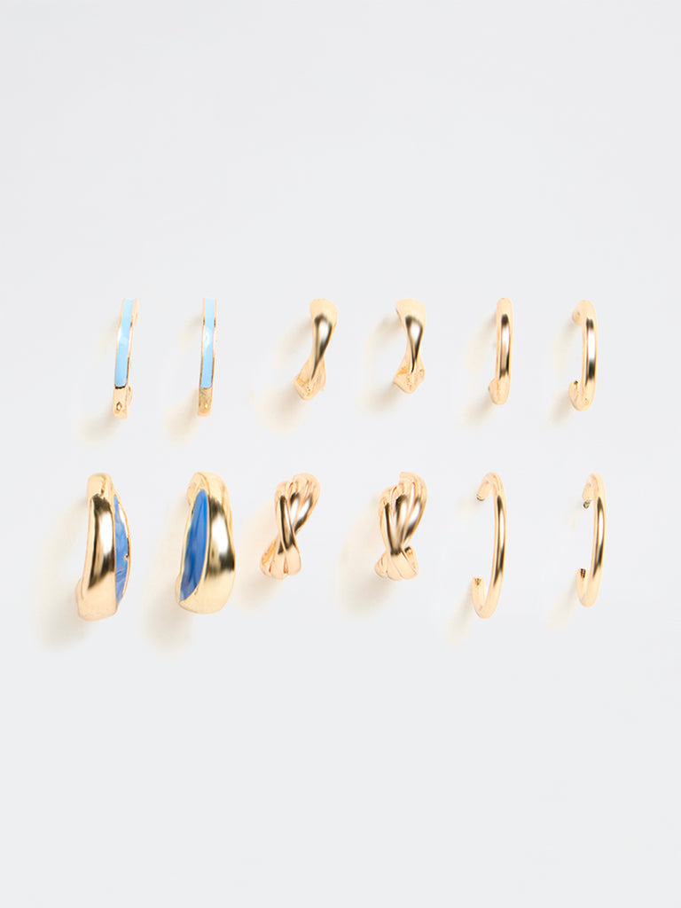 Westside Accessories Gold Multi Hoop Earrings - Pack of 6