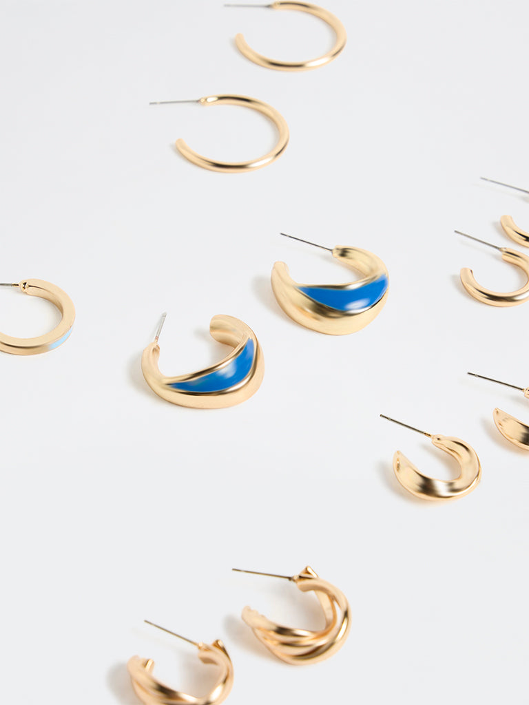 Westside Accessories Gold Multi Hoop Earrings - Pack of 6