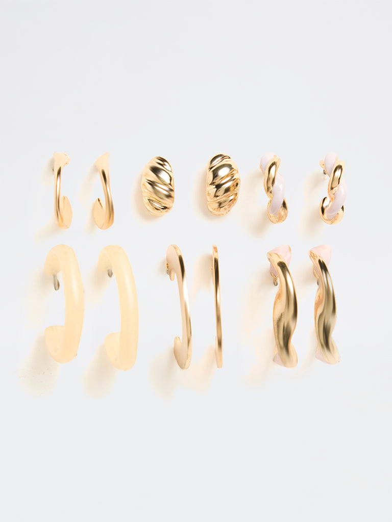 Westside Accessories Gold Multi Hoops Earrings - Pack of 6