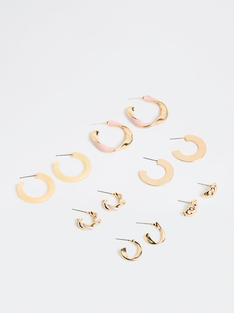 Westside Accessories Gold Multi Hoops Earrings - Pack of 6