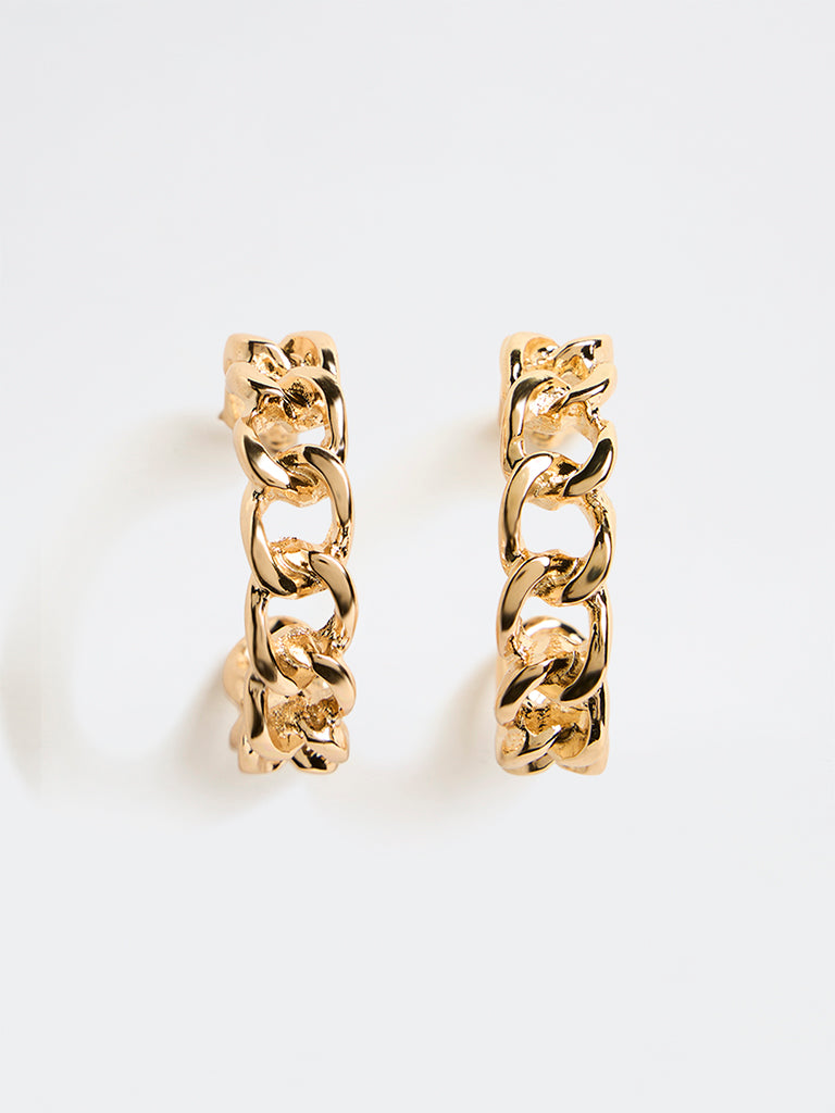 Westside Accessories Gold Link Hoop Earrings
