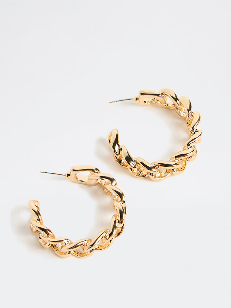 Westside Accessories Gold Link Hoop Earrings