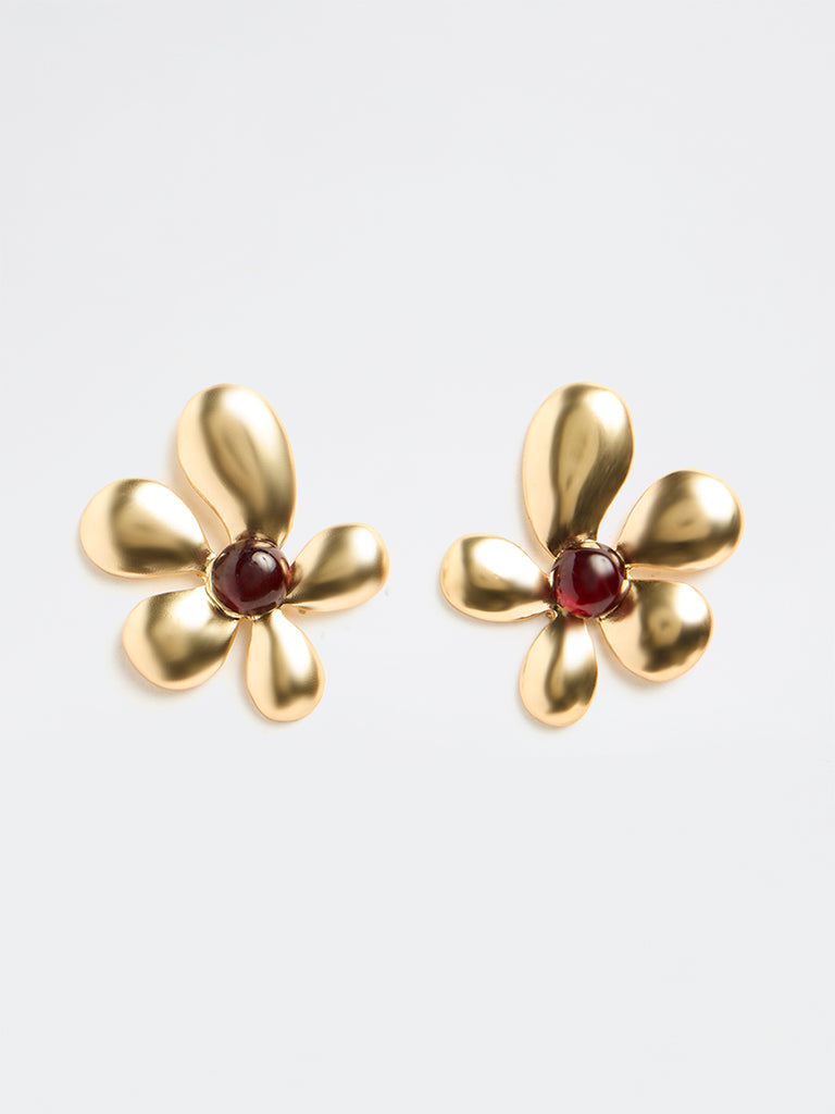Westside Accessories Gold Floral Stud Earrings