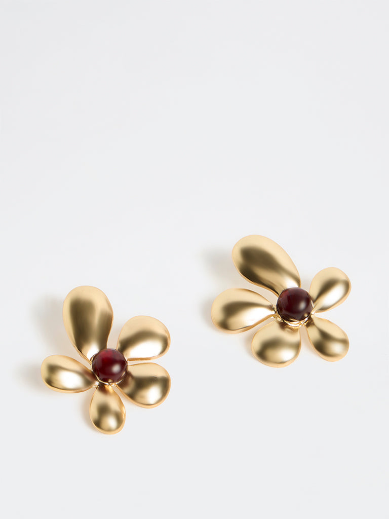 Westside Accessories Gold Floral Stud Earrings
