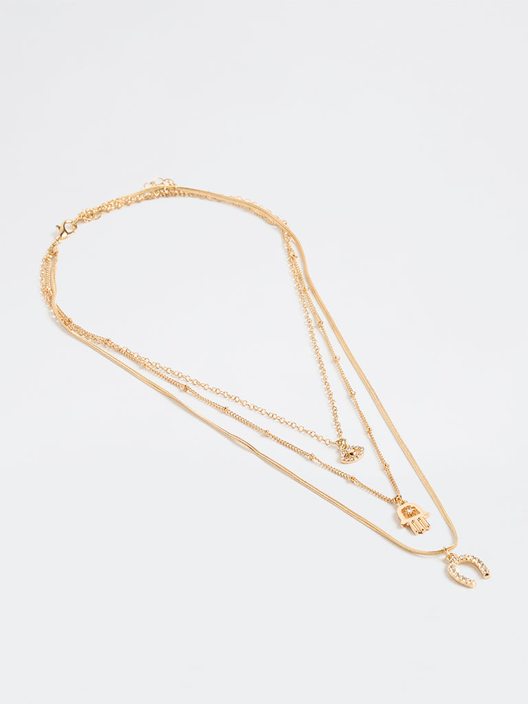 Westside Accessories Gold Layered Pendant Necklaces - Pack of 3