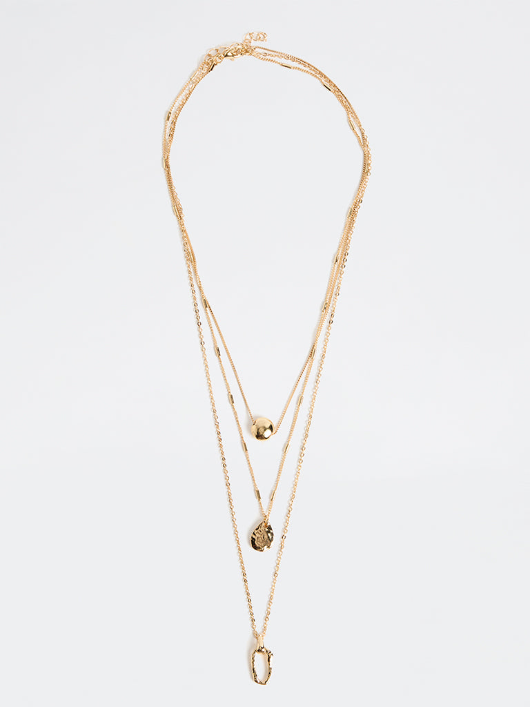 Westside Accessories Gold Layered Pendant Necklaces - Pack of 3