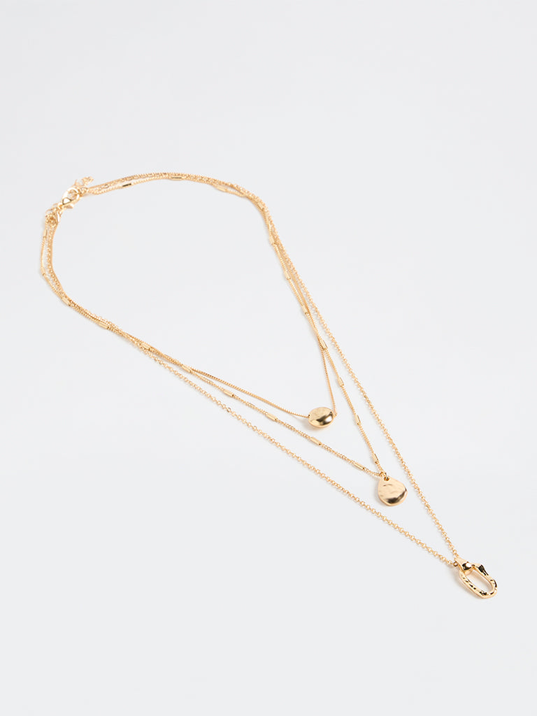 Westside Accessories Gold Layered Pendant Necklaces - Pack of 3