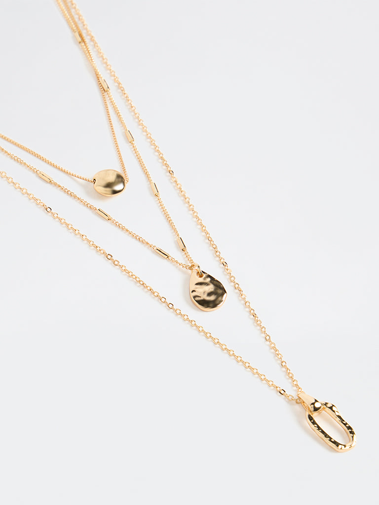 Westside Accessories Gold Layered Pendant Necklaces - Pack of 3
