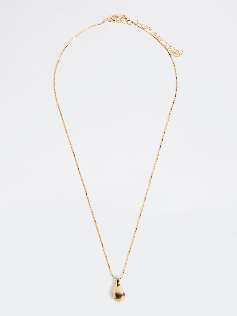 Westside Accessories Gold Teardrop Pendant Necklace