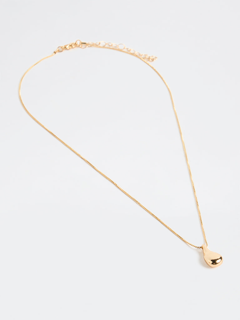 Westside Accessories Gold Teardrop Pendant Necklace