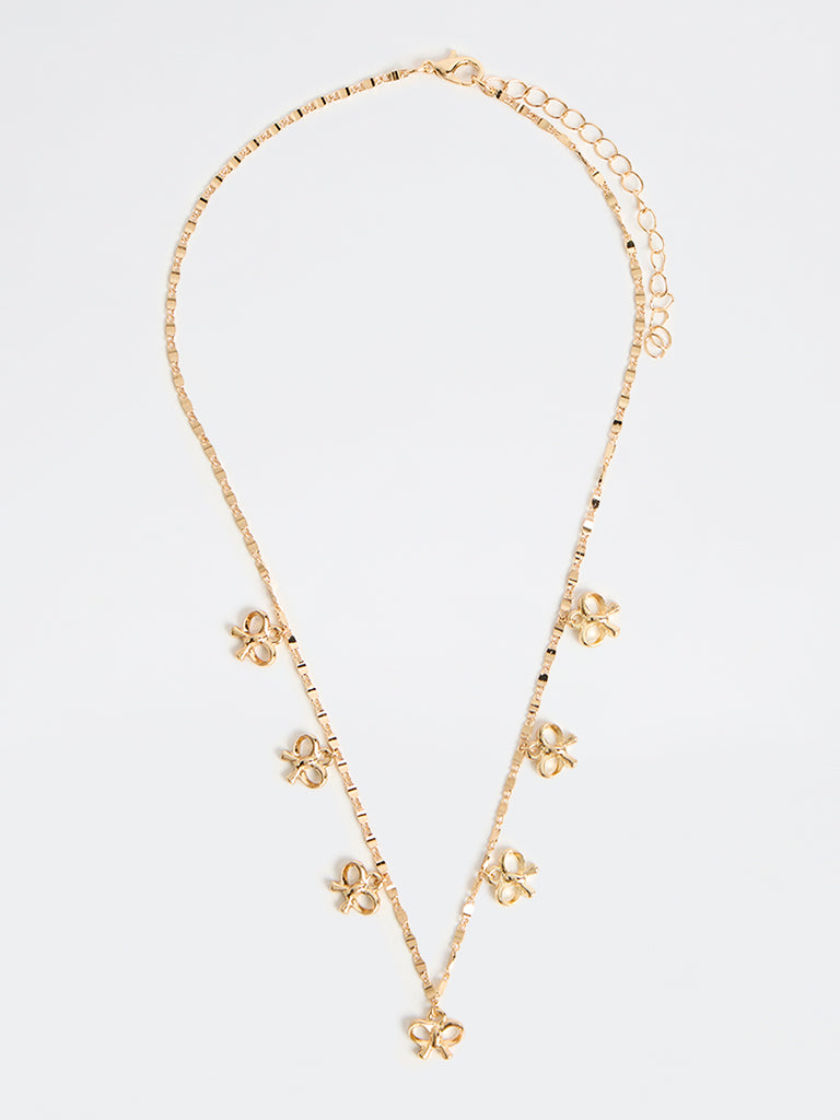 Westside Accessories Gold Ribbon Multi-Charm Necklace