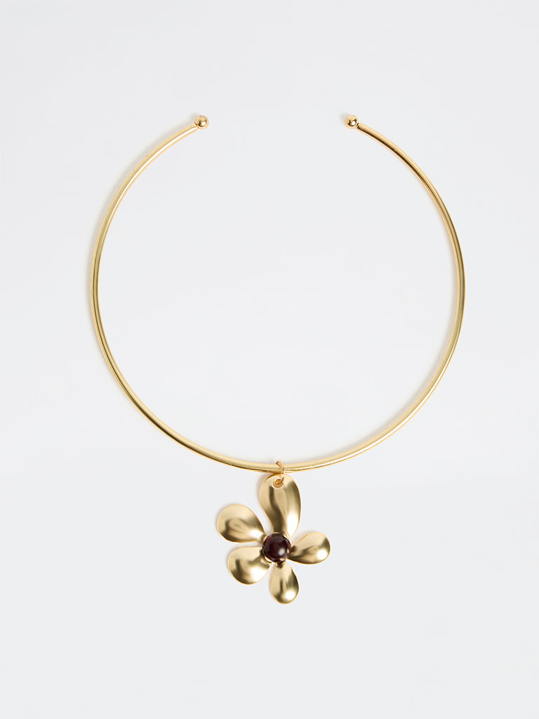 Westside Accessories Gold Amber Floral Choker Necklace