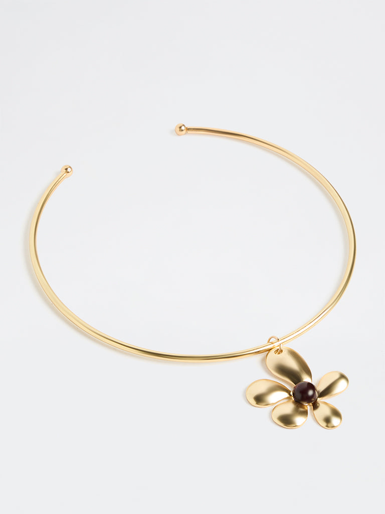Westside Accessories Gold Amber Floral Choker Necklace