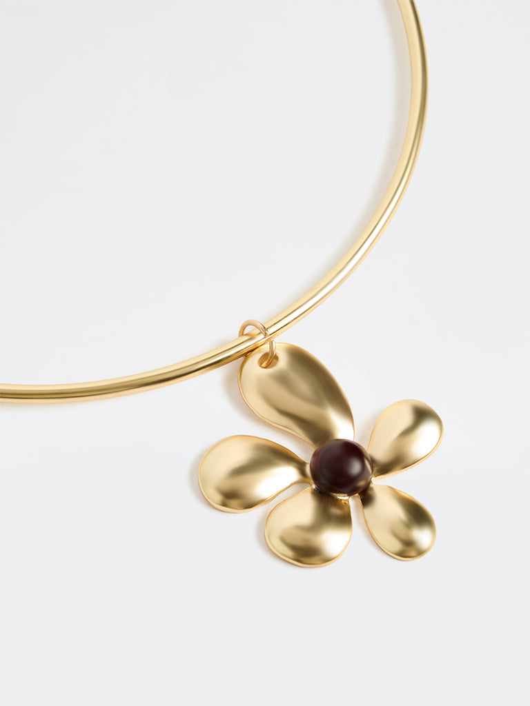 Westside Accessories Gold Amber Floral Choker Necklace