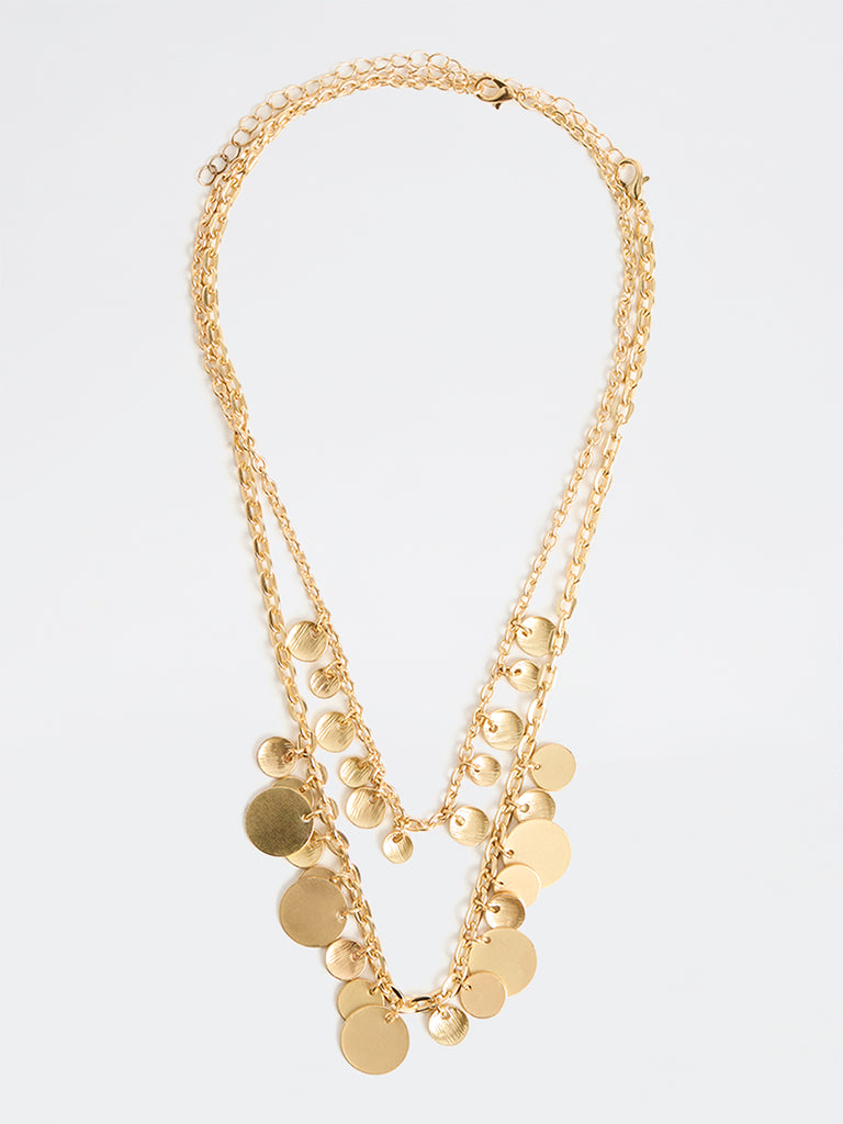 Westside Accessories Gold Coin Charm Layered Necklaces - Pack of 2