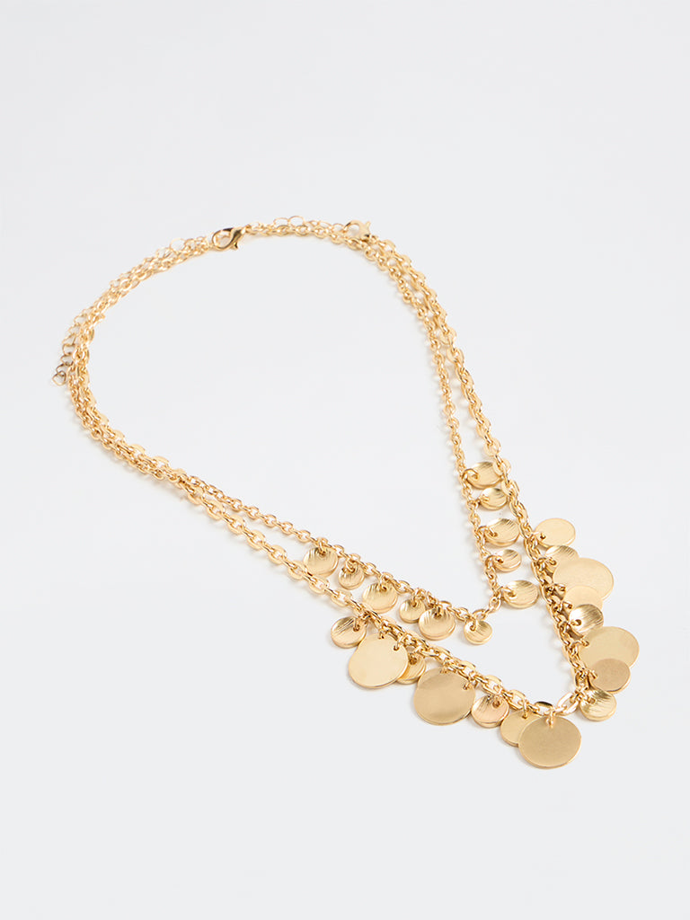 Westside Accessories Gold Coin Charm Layered Necklaces - Pack of 2