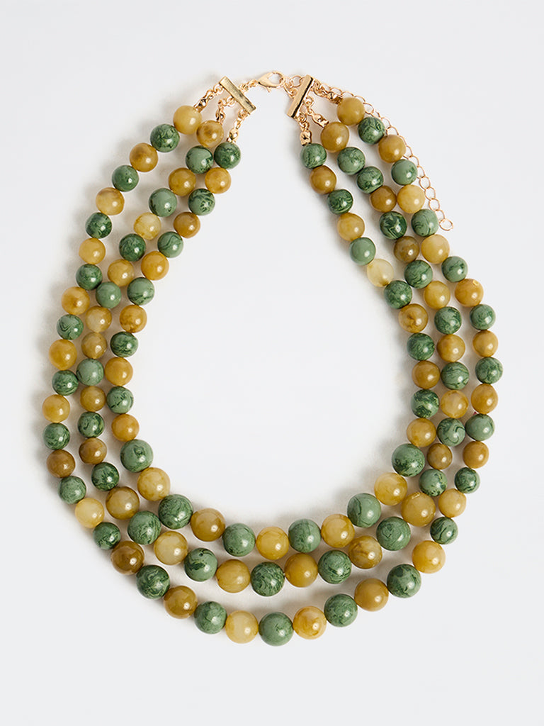 Westside Accessories Green Multi-Strand Beaded Statement Necklace