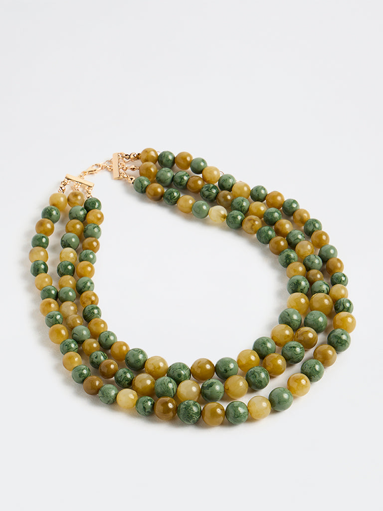 Westside Accessories Green Multi-Strand Beaded Statement Necklace