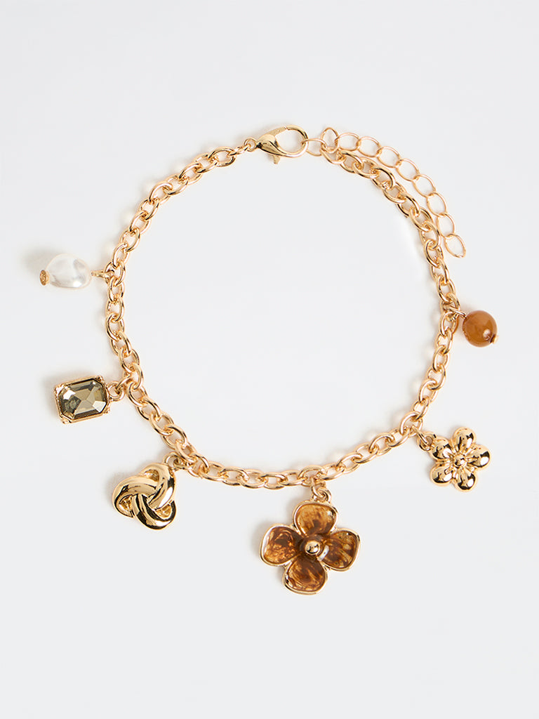 Westside Accessories Gold Multi-Charm Chain Bracelet