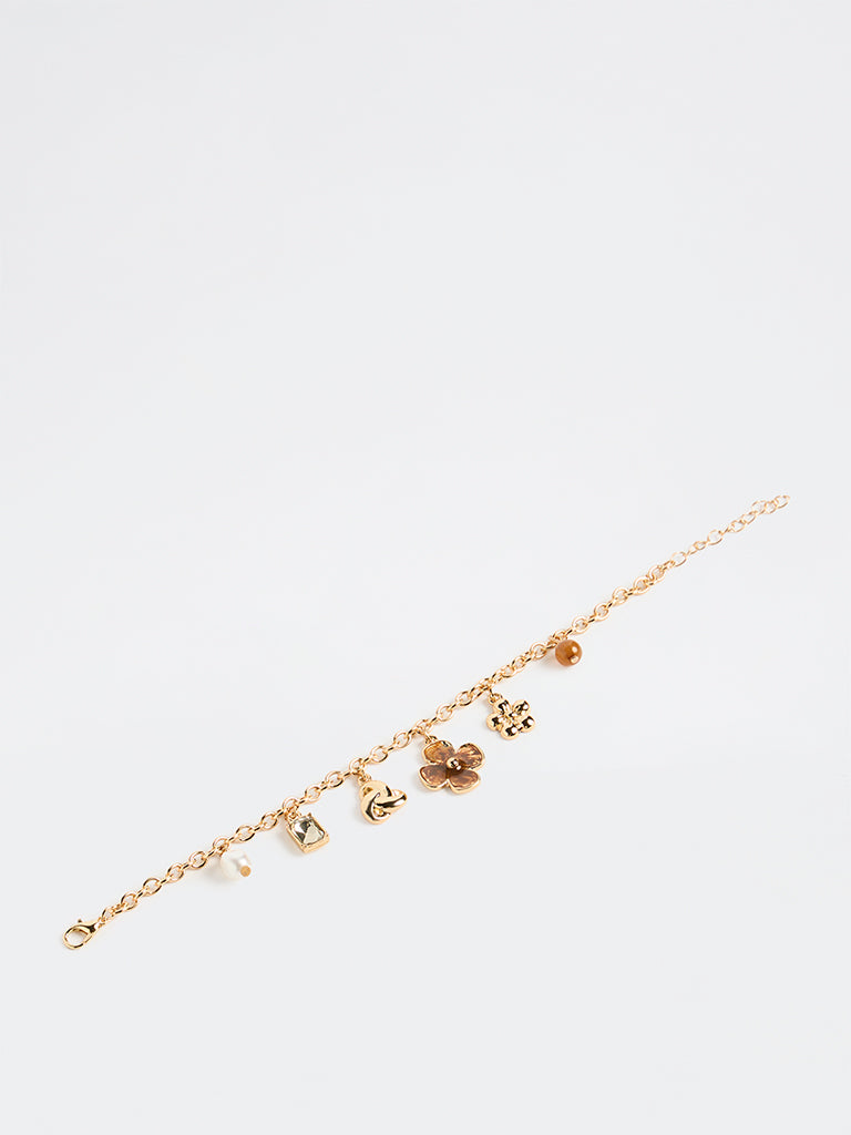 Westside Accessories Gold Multi-Charm Chain Bracelet