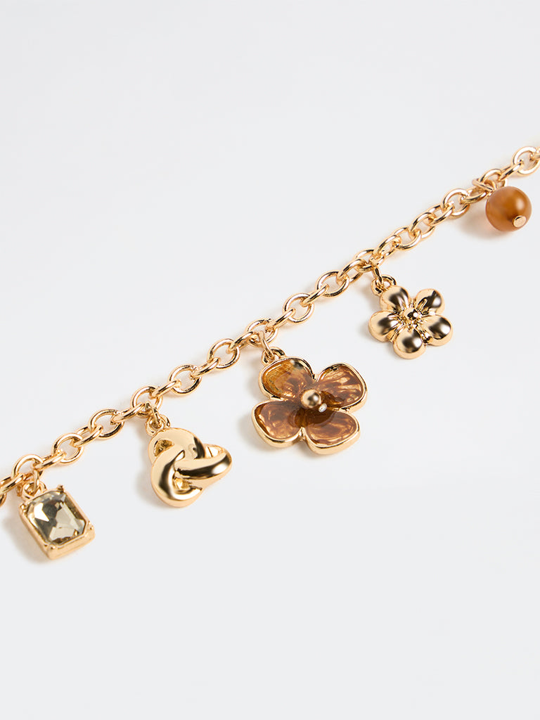 Westside Accessories Gold Multi-Charm Chain Bracelet