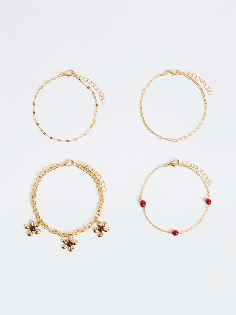 Westside Accessories Gold Multi-Chain Bracelets - Pack of 4
