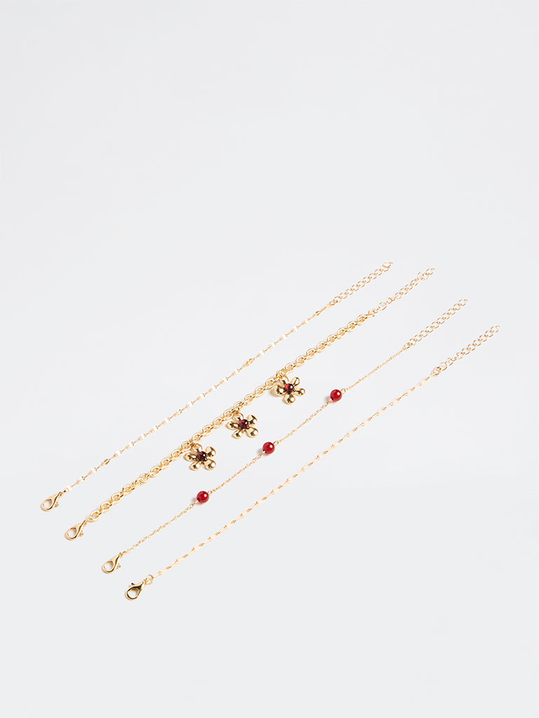 Westside Accessories Gold Multi-Chain Bracelets - Pack of 4