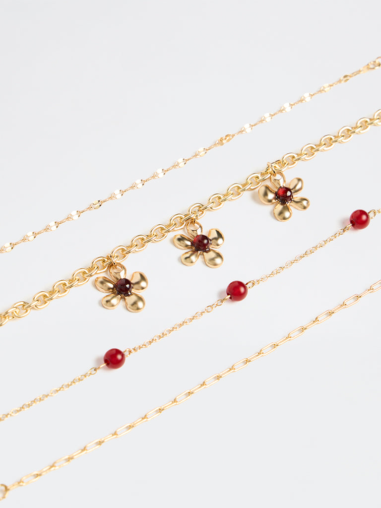 Westside Accessories Gold Multi-Chain Bracelets - Pack of 4