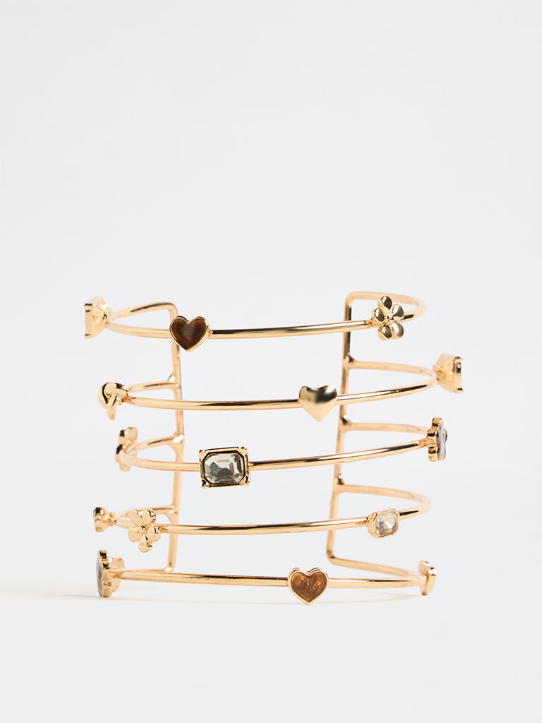 Westside Accessories Gold Multi-Band Statement Cuff Bracelet