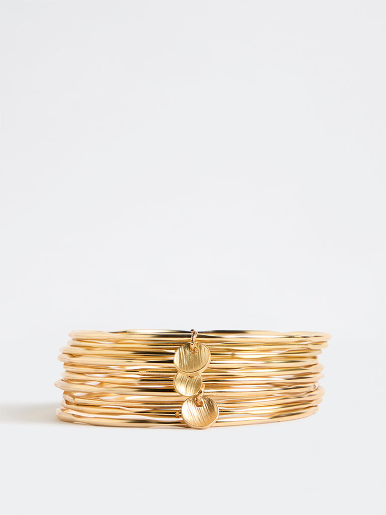 Westside Accessories Gold Wavy Bangles - Pack of 8