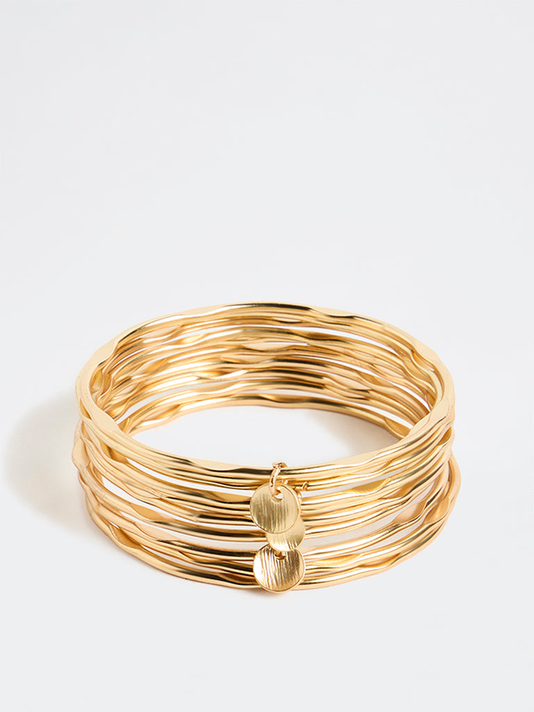 Westside Accessories Gold Wavy Bangles - Pack of 8