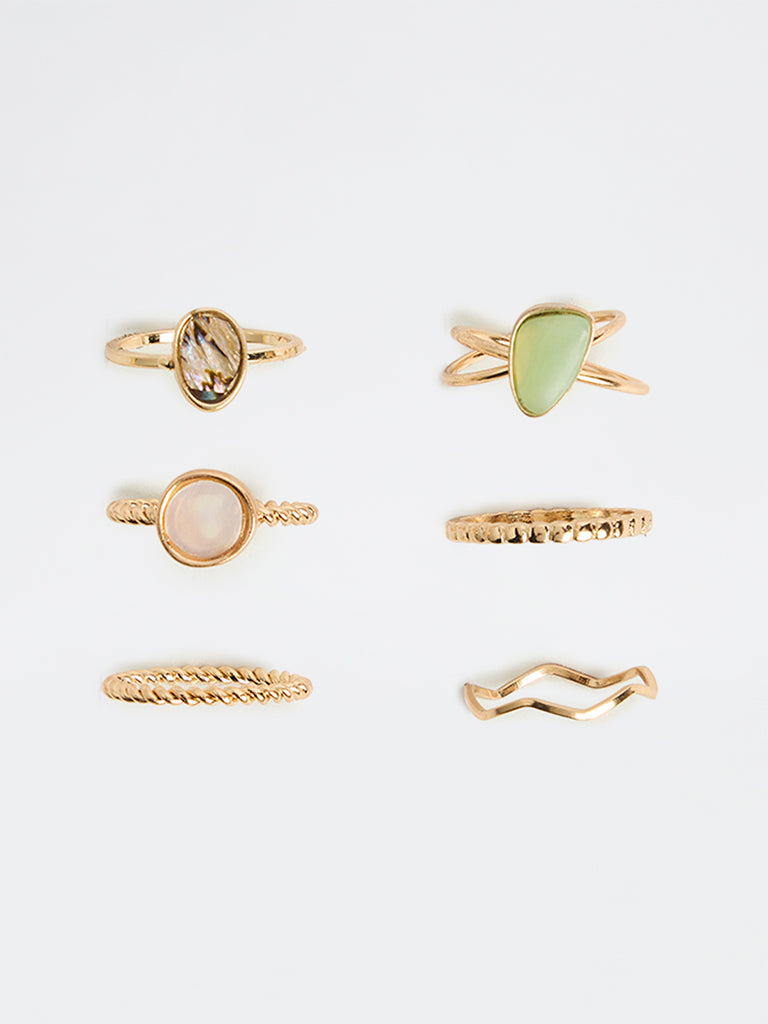 Westside Accessories Gold Multi Stack Rings - Pack of 6