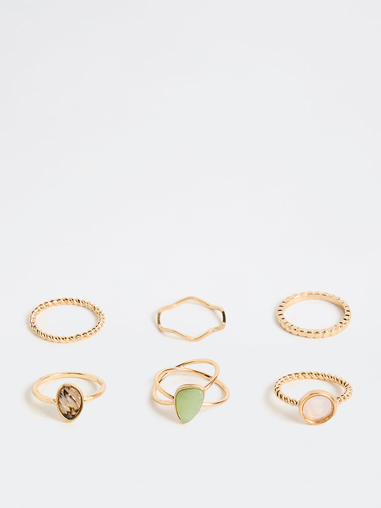 Westside Accessories Gold Multi Stack Rings - Pack of 6
