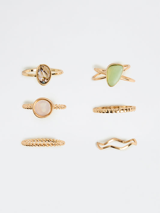 Westside Accessories Gold Multi Stack Rings - Pack of 6