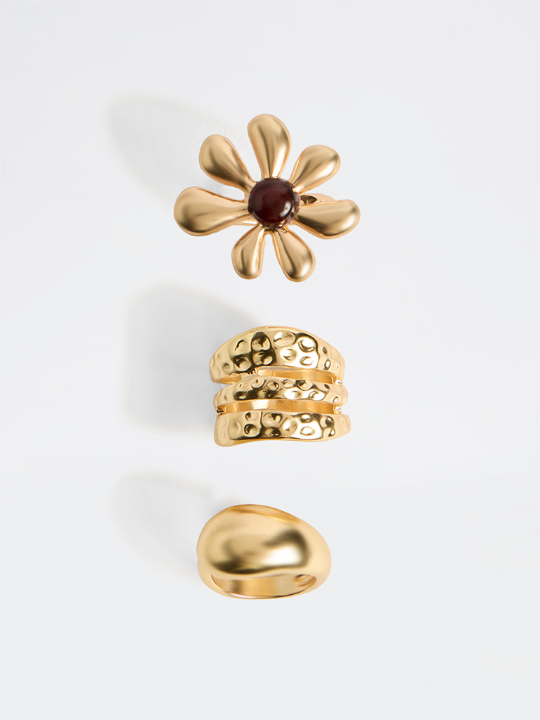 Westside Accessories Gold Multi Stack Rings - Pack of 3